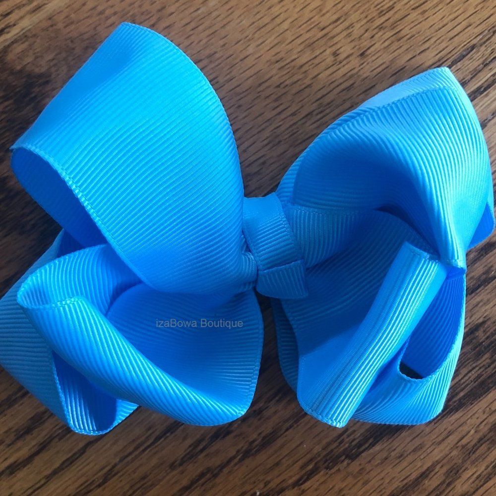 Sky Blue 4" Double Stacked Boutique Bow   5B2387  Handmade NWT Boutique